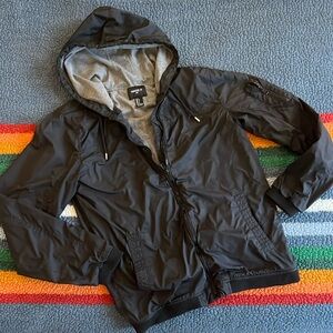 Cotton Lined Windbreaker Hooded Zi-up Jacket